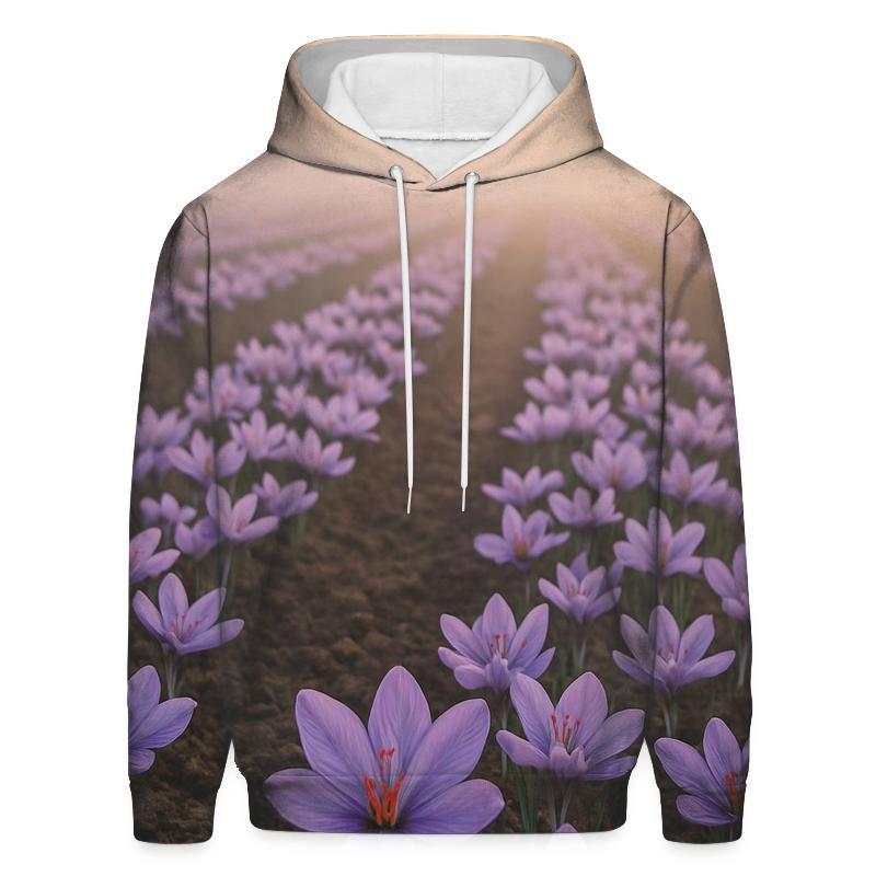 Saffron Crocus Harvest Rows At First Light premium hoodies