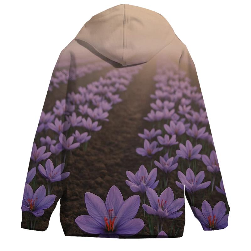Saffron Crocus Harvest Rows At First Light premium hoodies