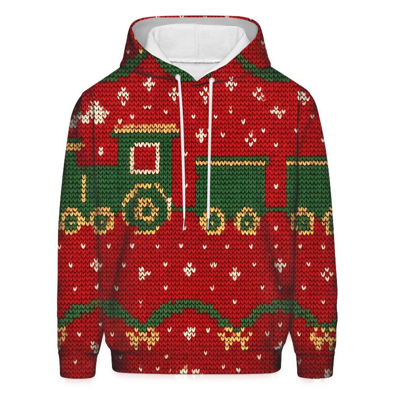 Tacky Toy Train Garland Grid Design zip-up hoodies