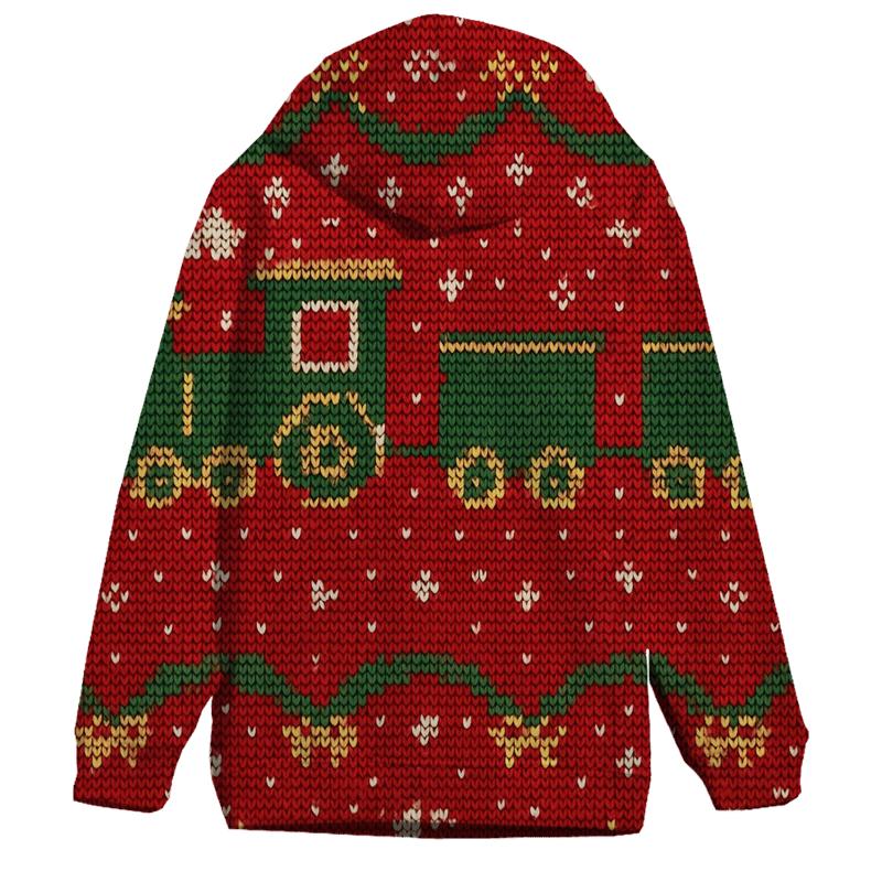 Tacky Toy Train Garland Grid Design zip-up hoodies