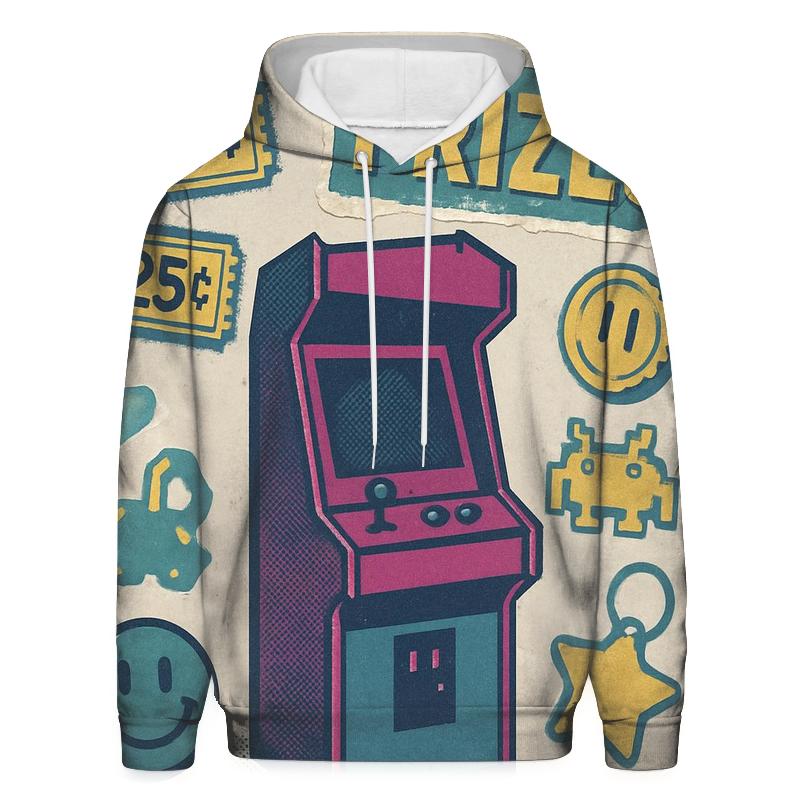 Aged 1980s Arcade Prize Counter Sticker Collage pullover hoodies