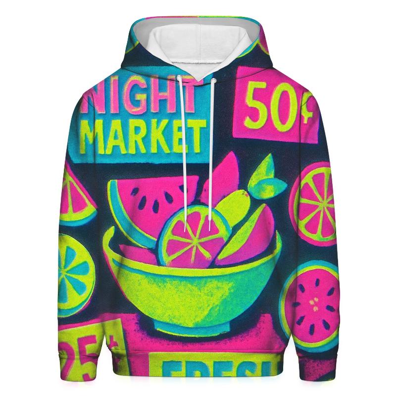 Neon Fruit Night Market Collage hoodies fashion