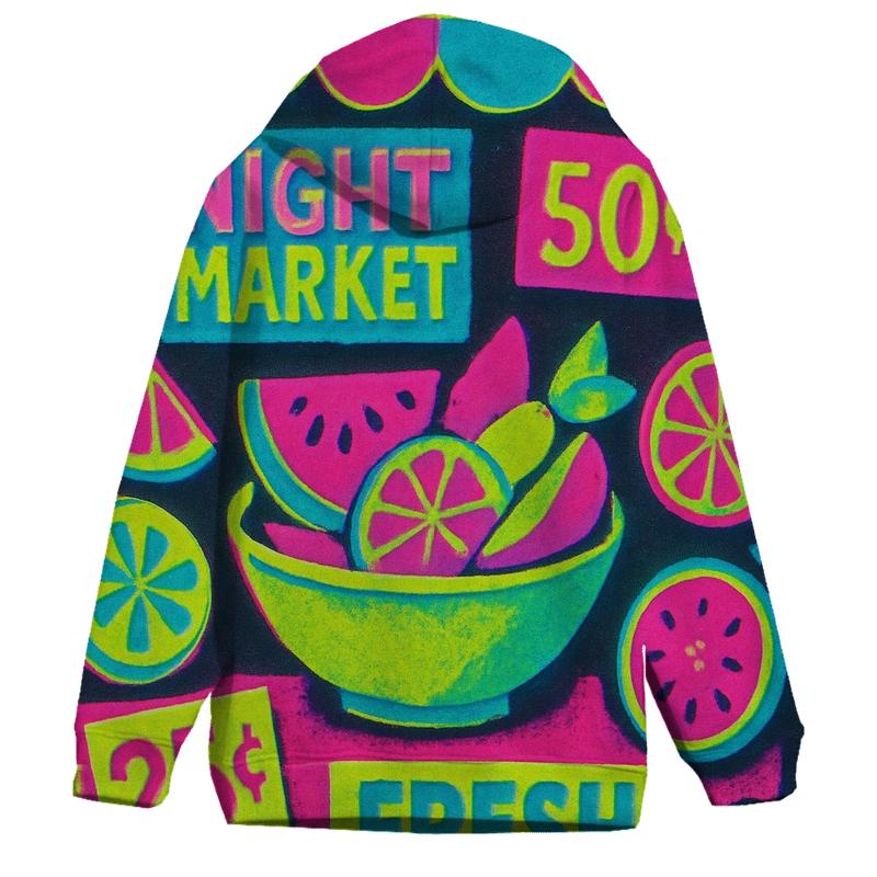 Neon Fruit Night Market Collage hoodies fashion