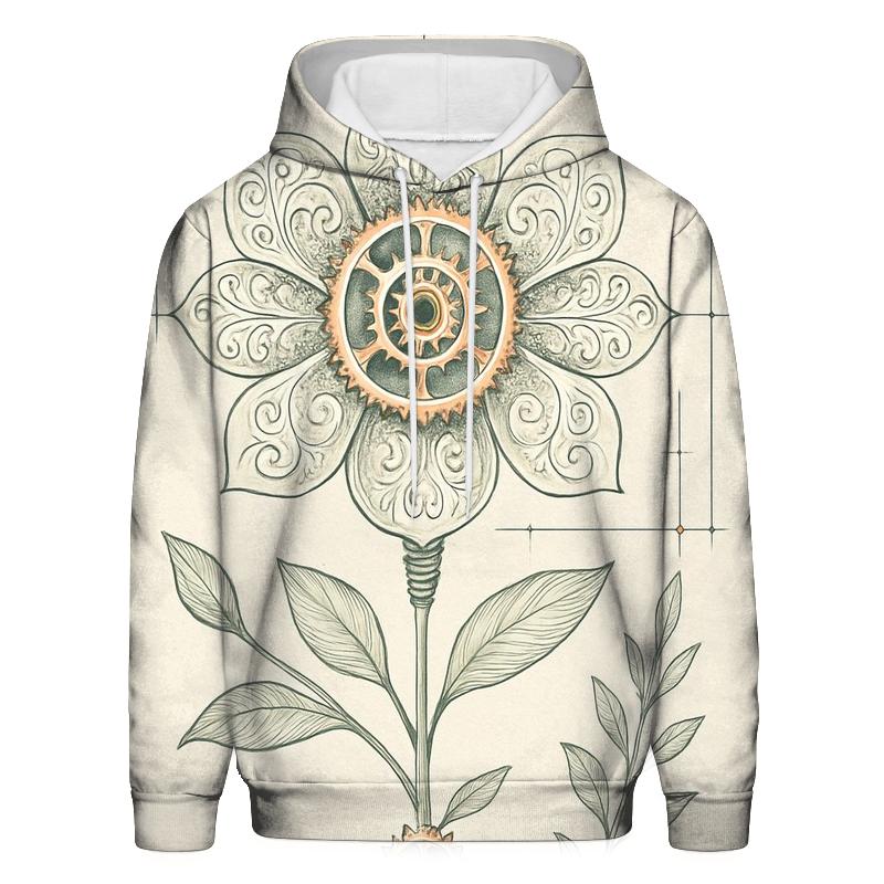 Mechanical Garden Bloom Diagram printed hoodies