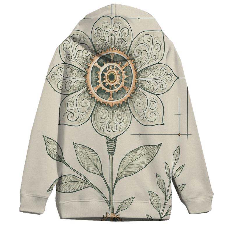 Mechanical Garden Bloom Diagram printed hoodies