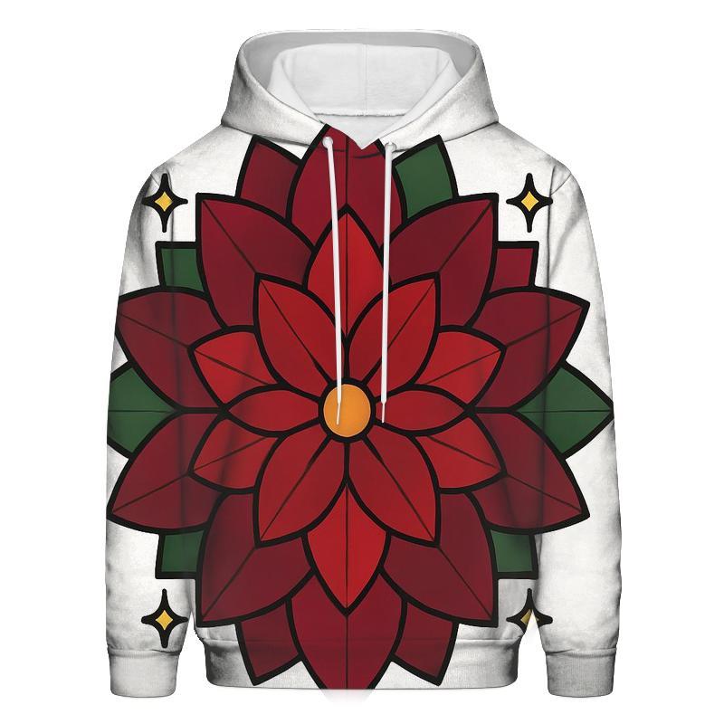 Poinsettia Star Polygon Mandala hoodie styles
