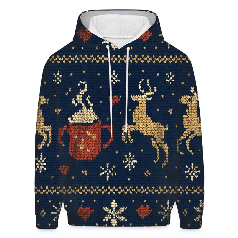 Reindeer Cocoa Mug Fair Isle Design hoodies fashion