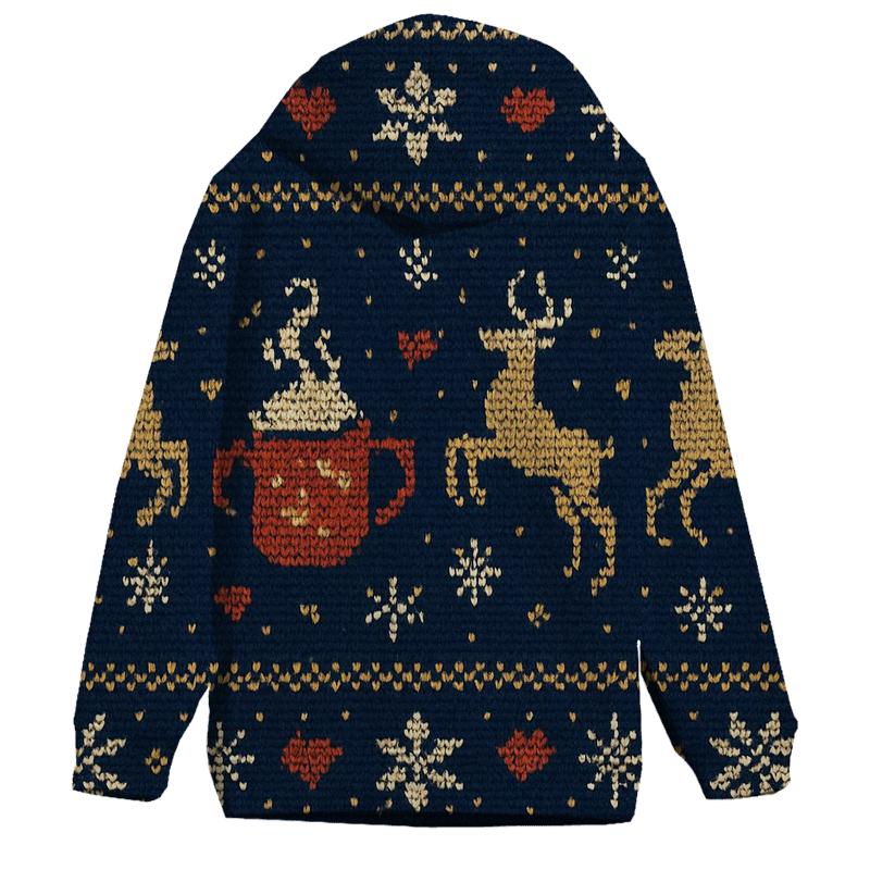 Reindeer Cocoa Mug Fair Isle Design hoodies fashion