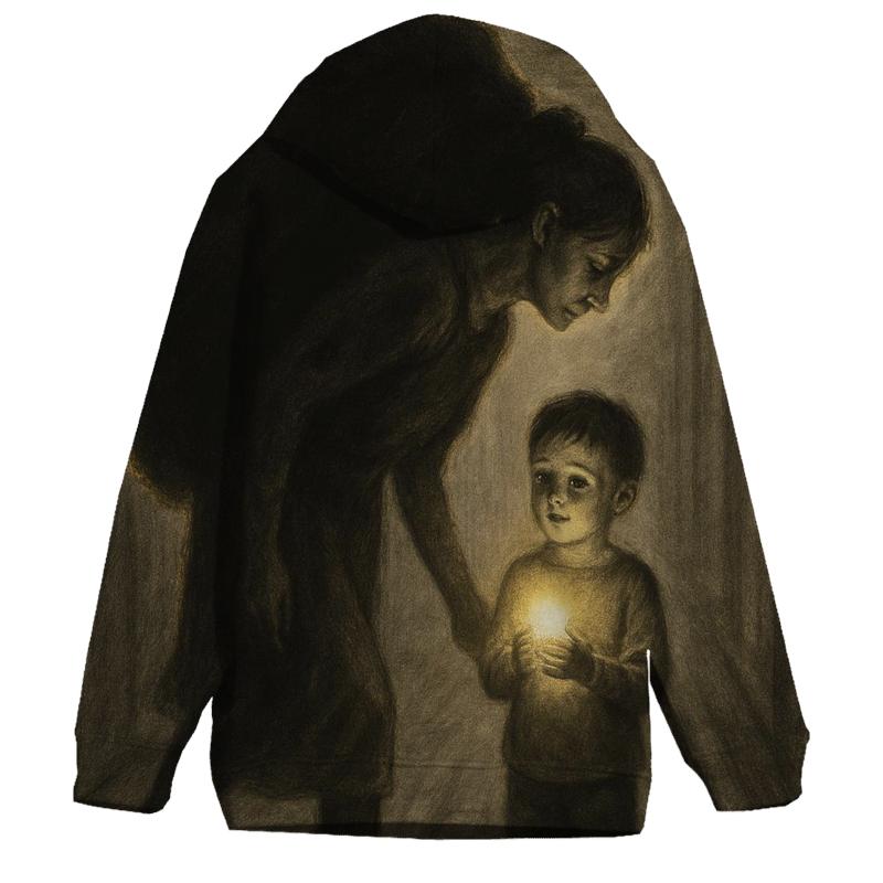 The Weight She Carried So My Hands Could Stay Open printed hoodies