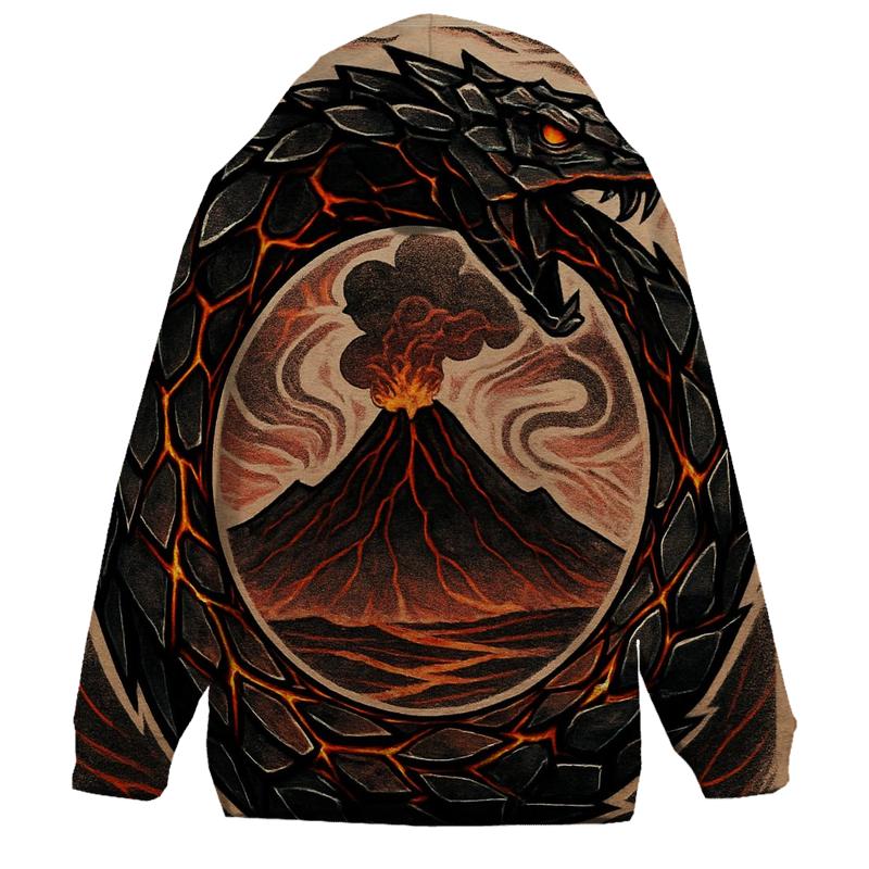 Volcanic Glass Ouroboros Smithing Mark printed hoodies