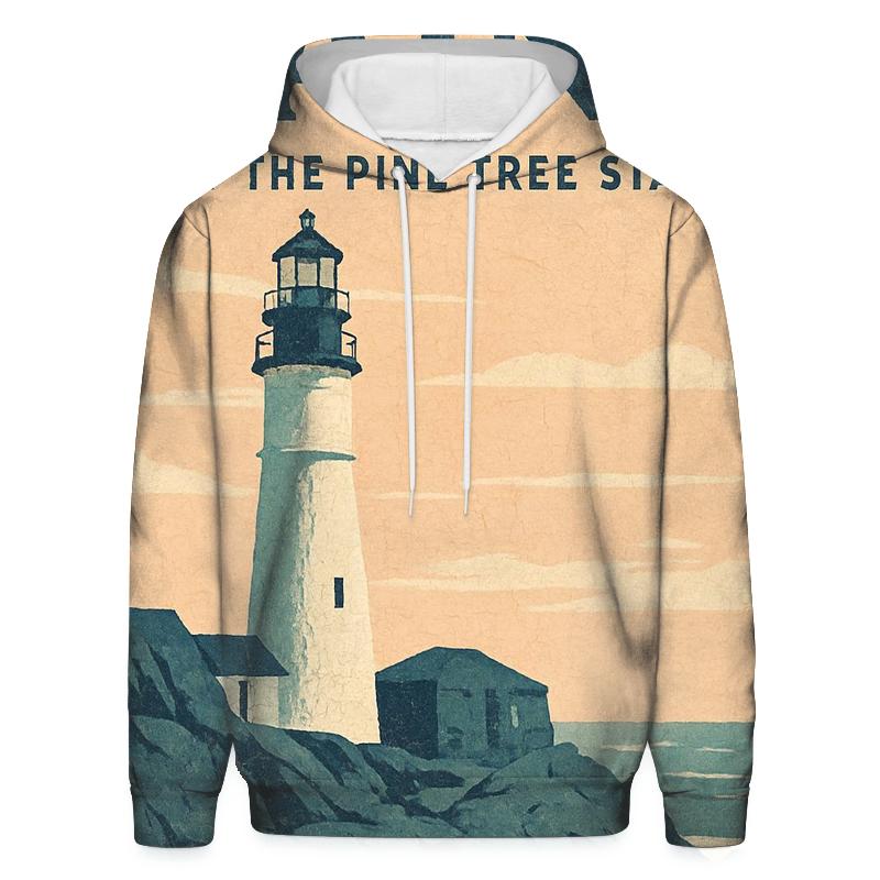 Cracked Paint 1940s Coastal Lighthouse Travel Print pullover hoodies