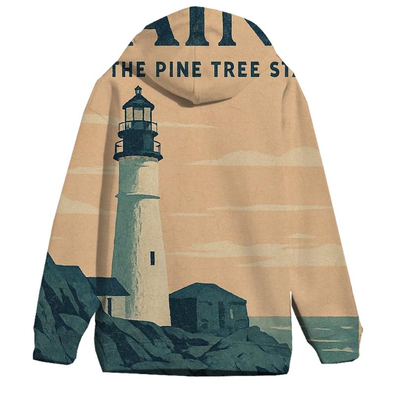 Cracked Paint 1940s Coastal Lighthouse Travel Print pullover hoodies