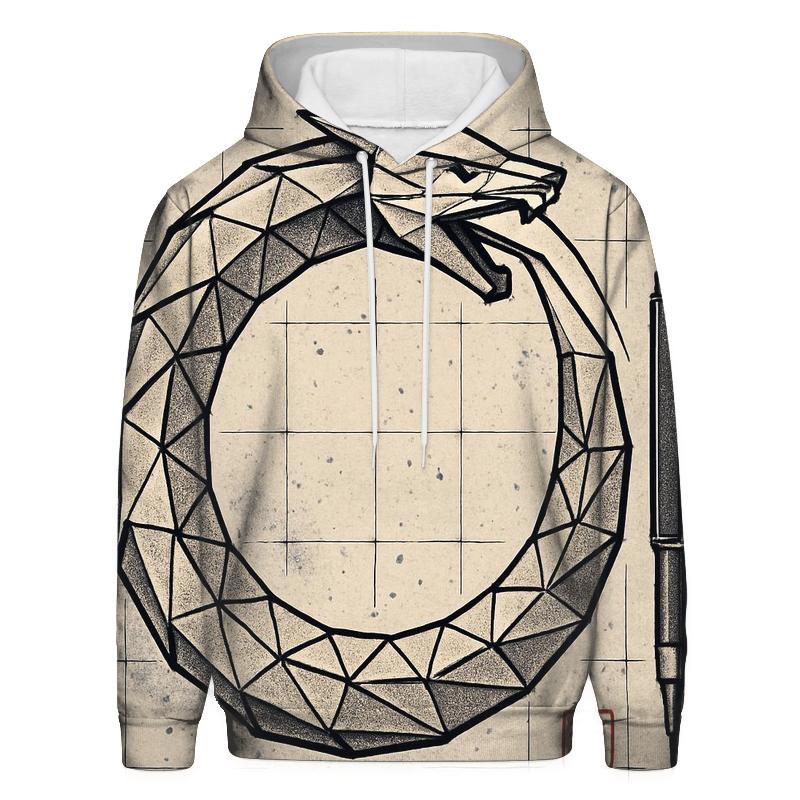 Origami Paper Ouroboros Study Crest printed hoodies