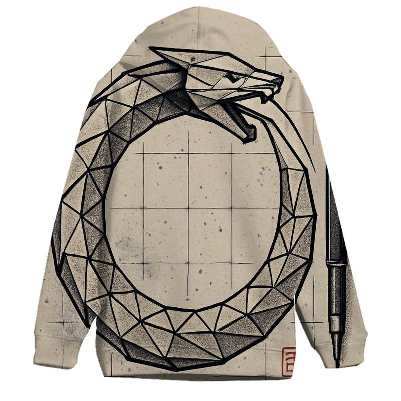 Origami Paper Ouroboros Study Crest printed hoodies