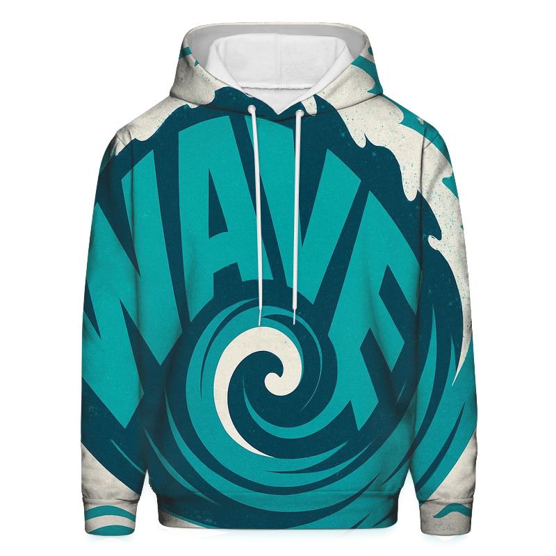 Ocean Wave Typography Spiral premium hoodies