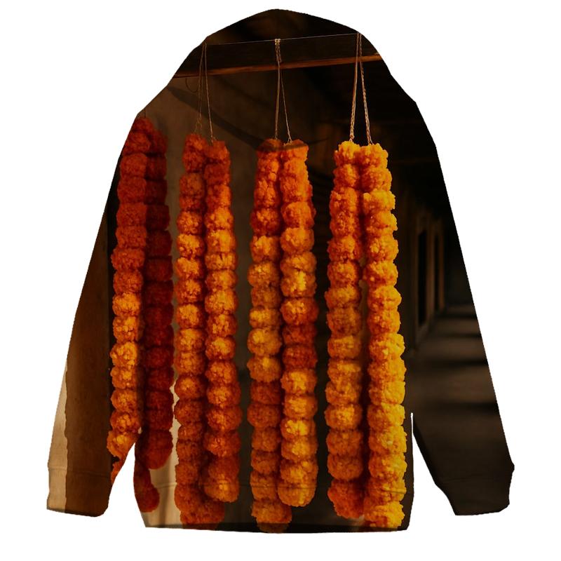 Marigold Garland Drying In A Market Corridor lightweight hoodies