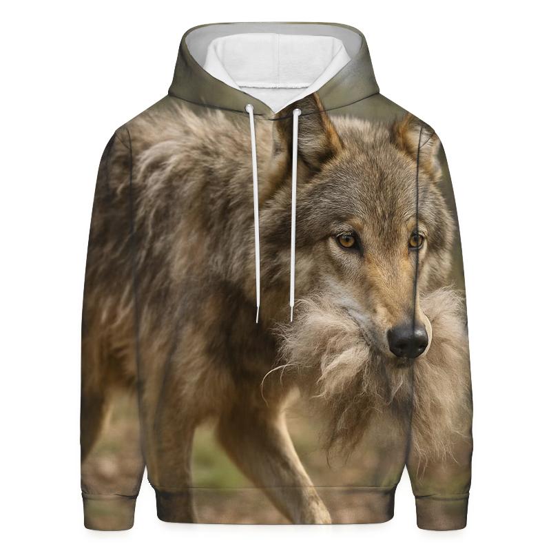 Wolf Carrying Fur Clumps During Seasonal Shedding custom hoodies
