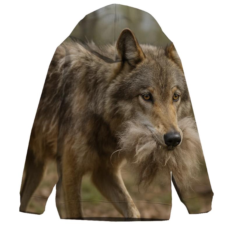 Wolf Carrying Fur Clumps During Seasonal Shedding custom hoodies