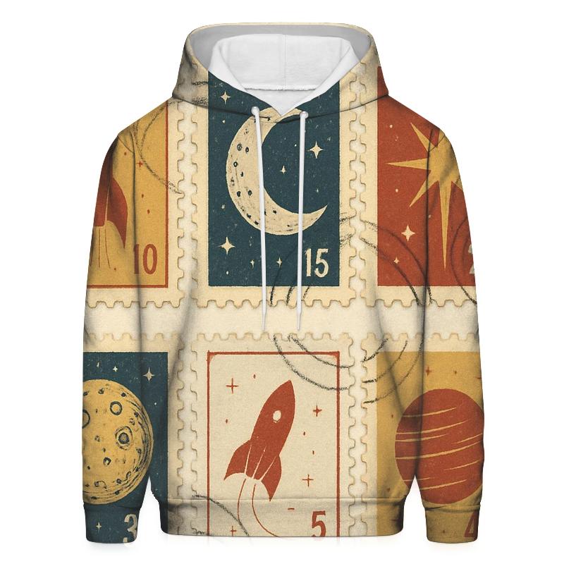 Vintage Space Postage Stamp Set heavyweight hoodies