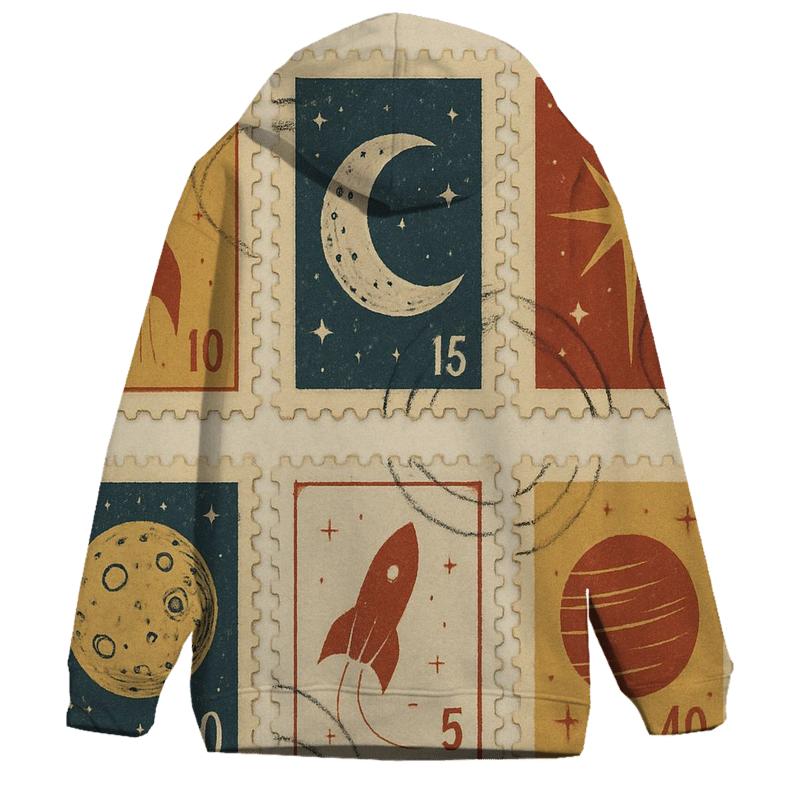 Vintage Space Postage Stamp Set heavyweight hoodies