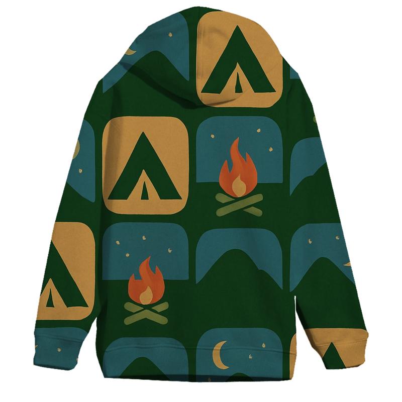 Campfire Patchwork Mountain Shapes embroidered hoodies