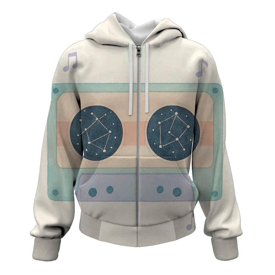 Cassette Constellation Map zip-up hoodies