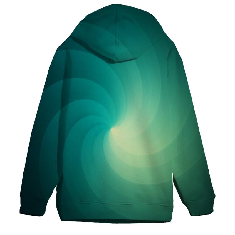 Orbiting Teal Dawn Spiral graphic hoodies