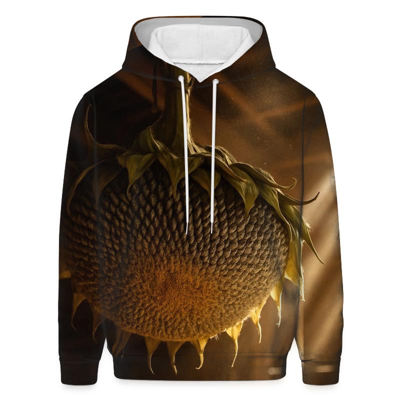 Sunflower Head With Pollinator Traces In A Drying Barn hoodies fashion