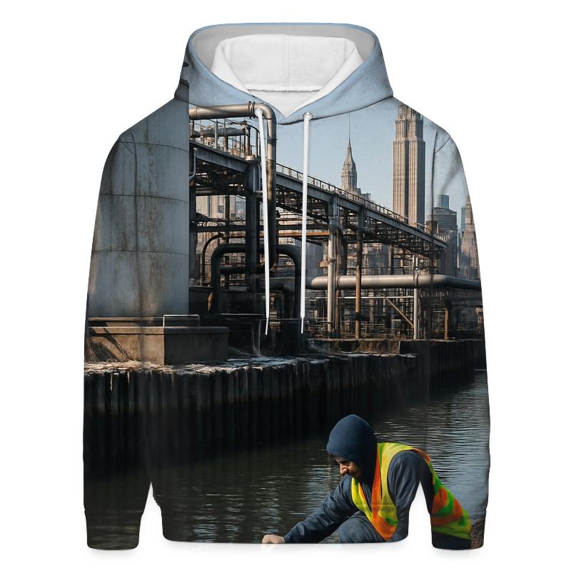 Newtown Creek Industrial Foreground With Manhattan Far Background hoodie trends