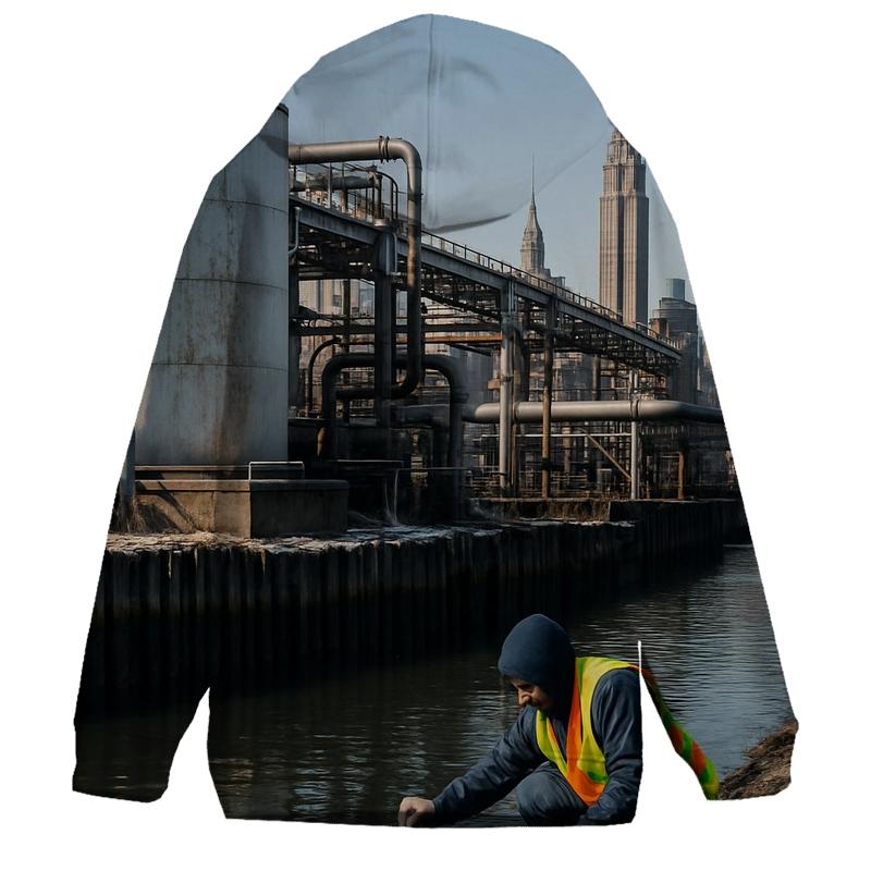 Newtown Creek Industrial Foreground With Manhattan Far Background hoodie trends