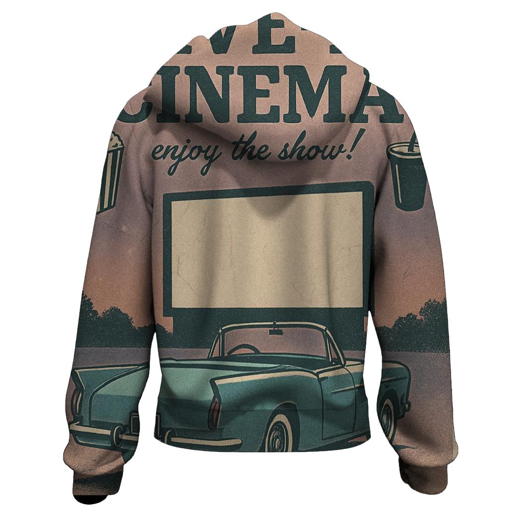 Weathered 1950s Drive In Movie Night Poster premium hoodies