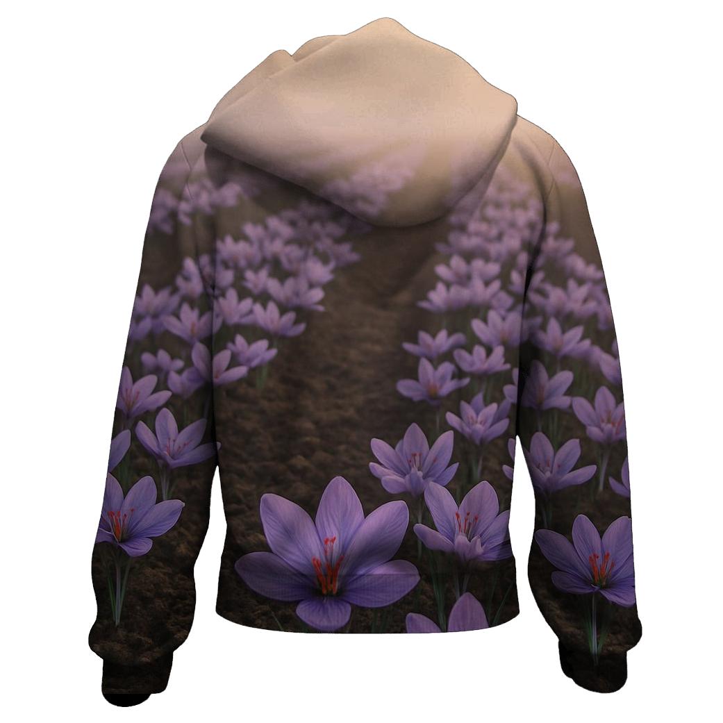 Saffron Crocus Harvest Rows At First Light premium hoodies