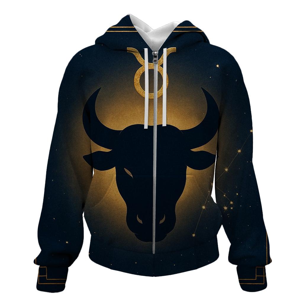 Taurus Bull Horn Crescent Emblem zip-up hoodies