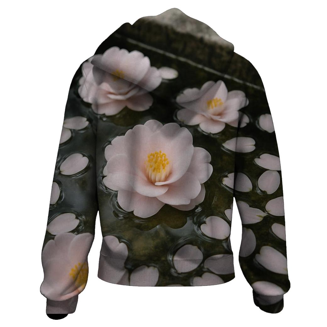 Camellia Petals Floating In A Temple Basin hoodie designs