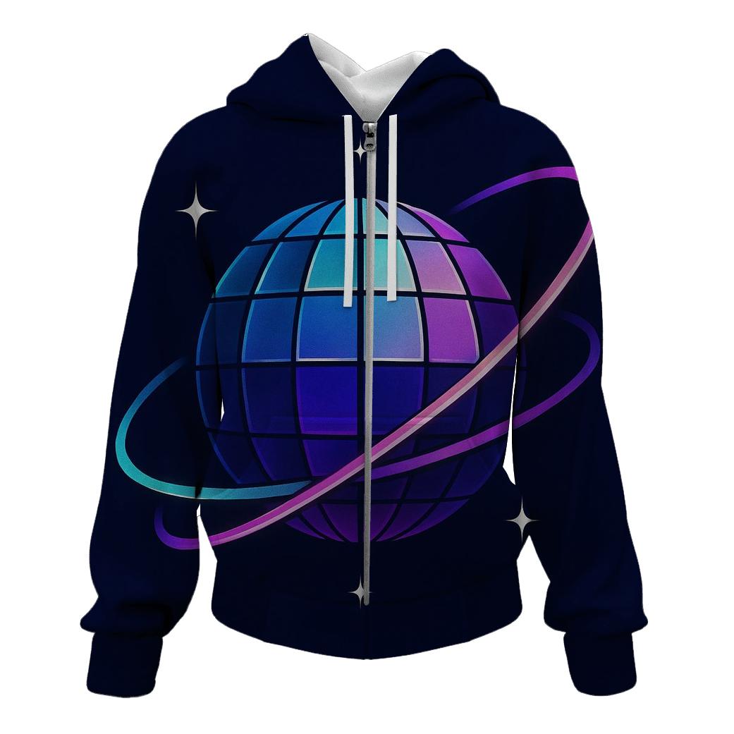 Disco Prism Orbit zip-up hoodies