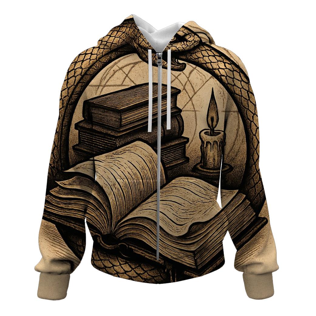 Candlelit Library Ouroboros Seal pullover hoodies
