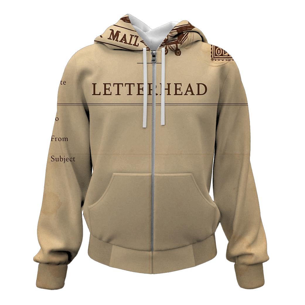 Sepia 1930s Airmail Letterhead With Propeller Plane premium hoodies