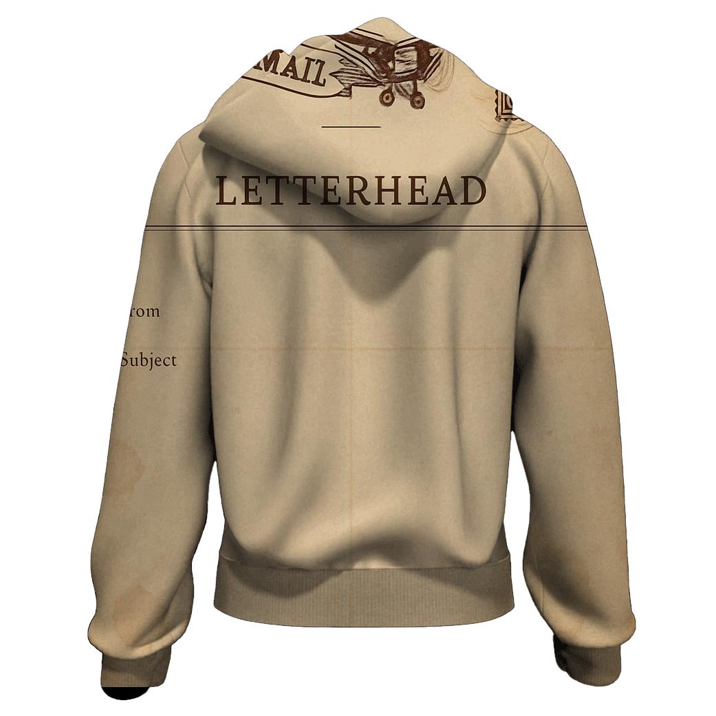 Sepia 1930s Airmail Letterhead With Propeller Plane premium hoodies