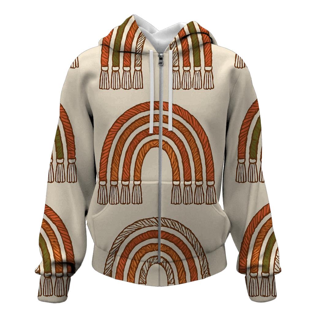 Macrame Rainbow Arch Lines printed hoodies