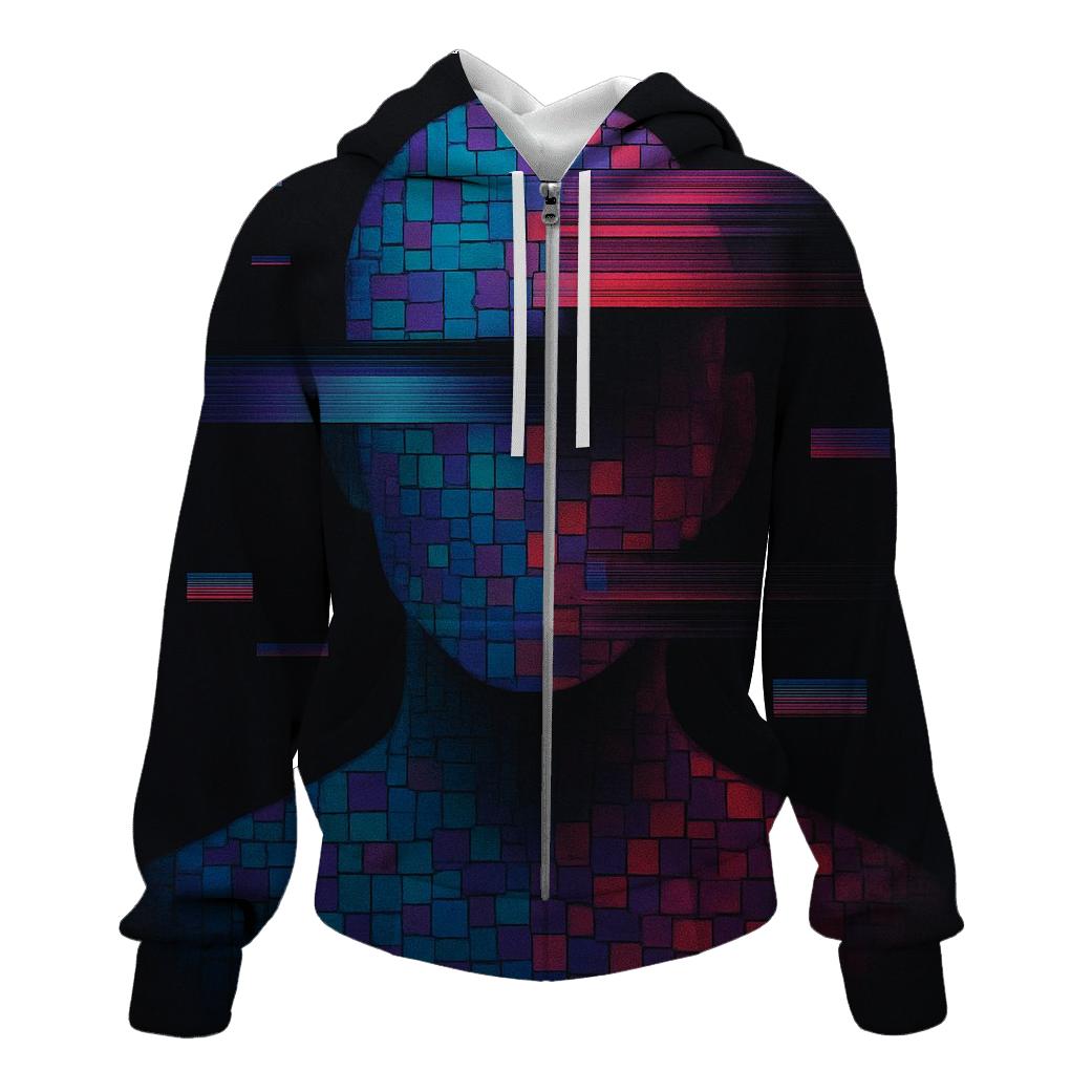 Glitch Mosaic Portrait Silhouette hoodie styles