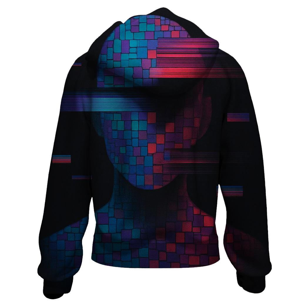 Glitch Mosaic Portrait Silhouette hoodie styles
