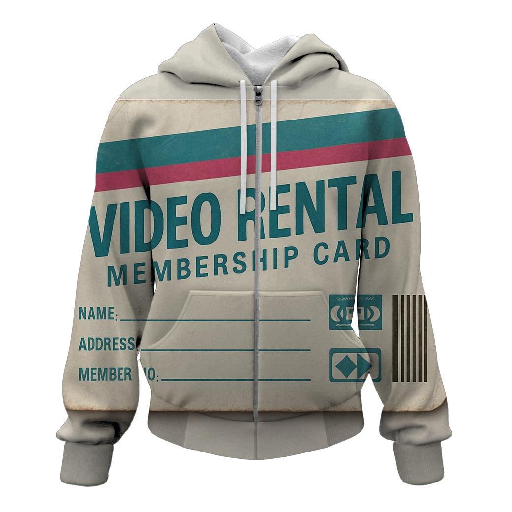 Vintage 1990s Video Store Membership Card Layout hoodie designs