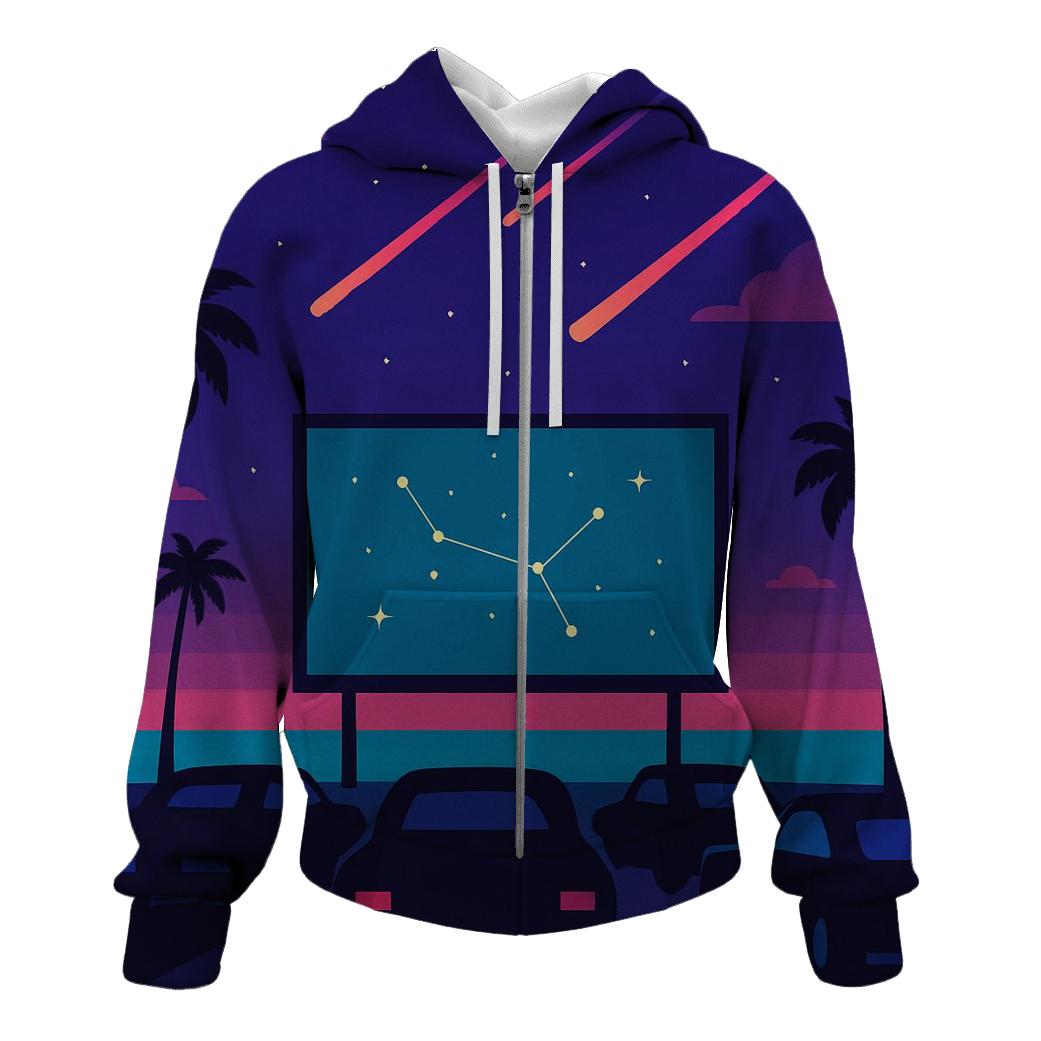 Drive In Meteor Shower Night embroidered hoodies