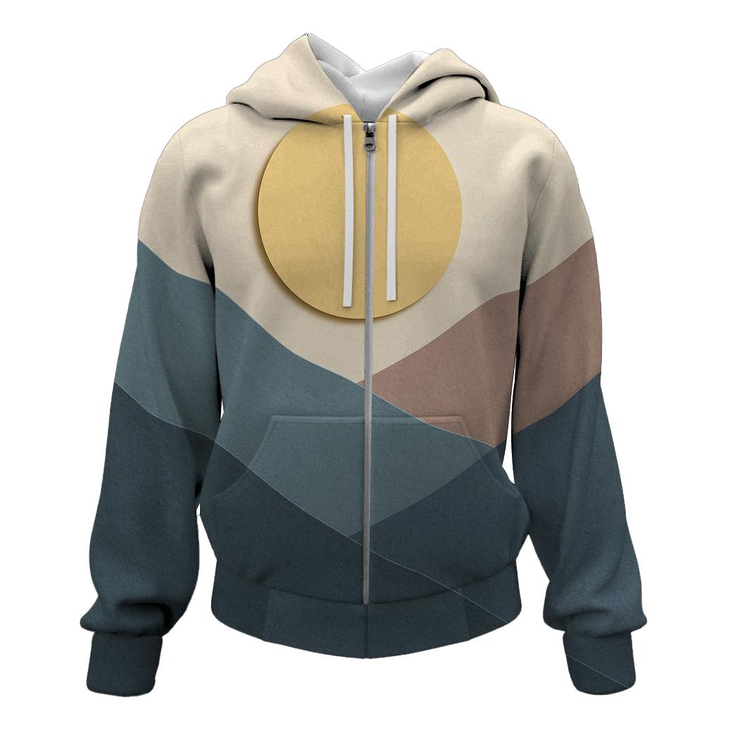 Mountain Paper Cut Sunrise Stack embroidered hoodies