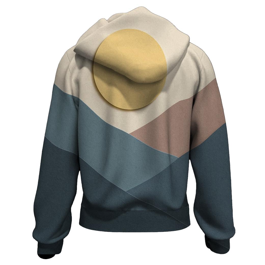 Mountain Paper Cut Sunrise Stack embroidered hoodies