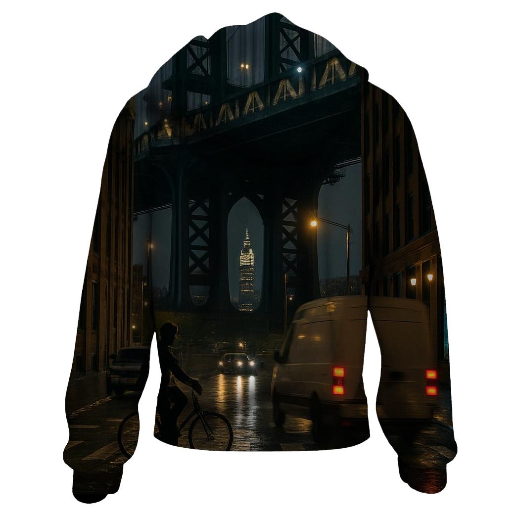 Rainy Night Reflections Under The Manhattan Bridge In DUMBO printed hoodies