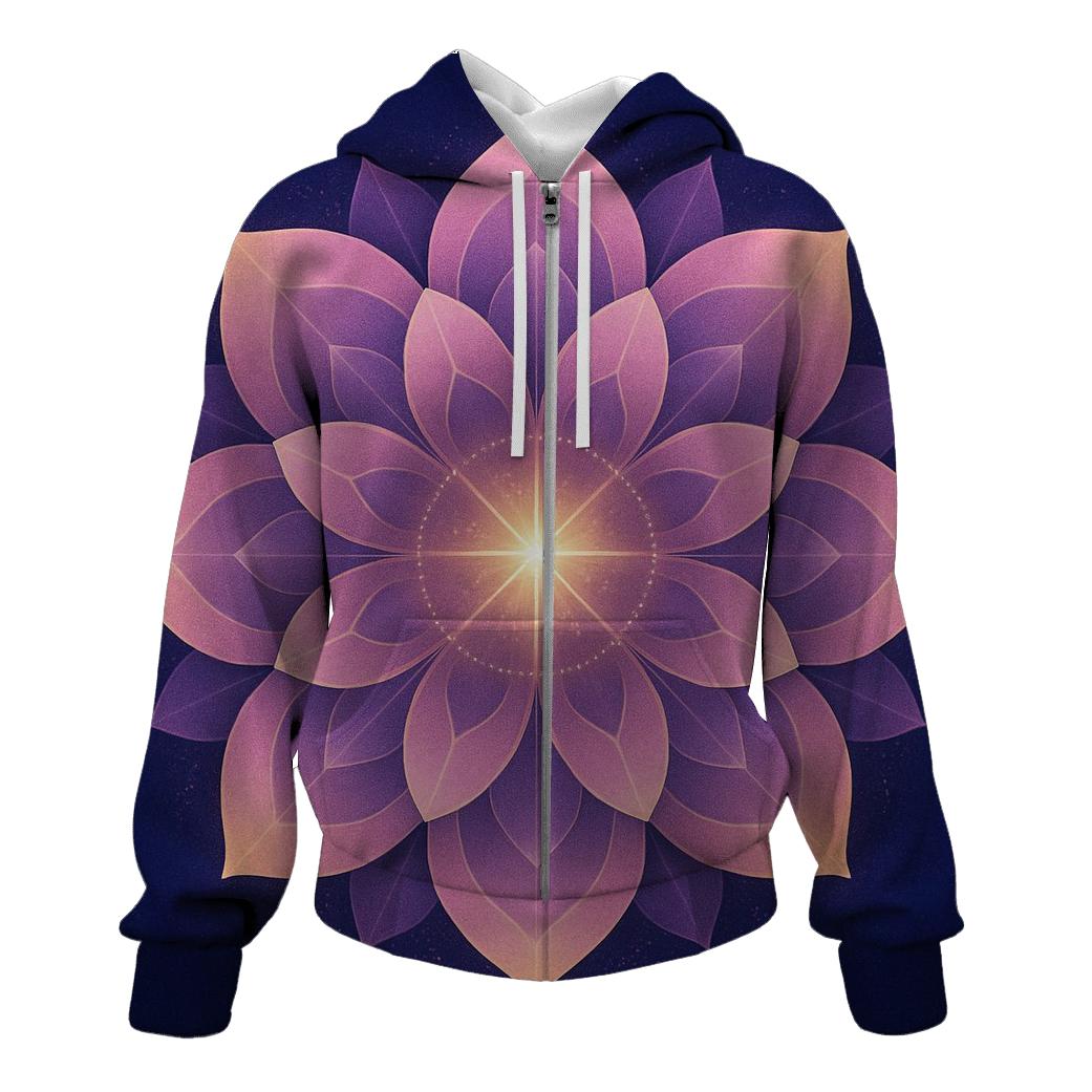 Lotus Like Star Bloom zip-up hoodies