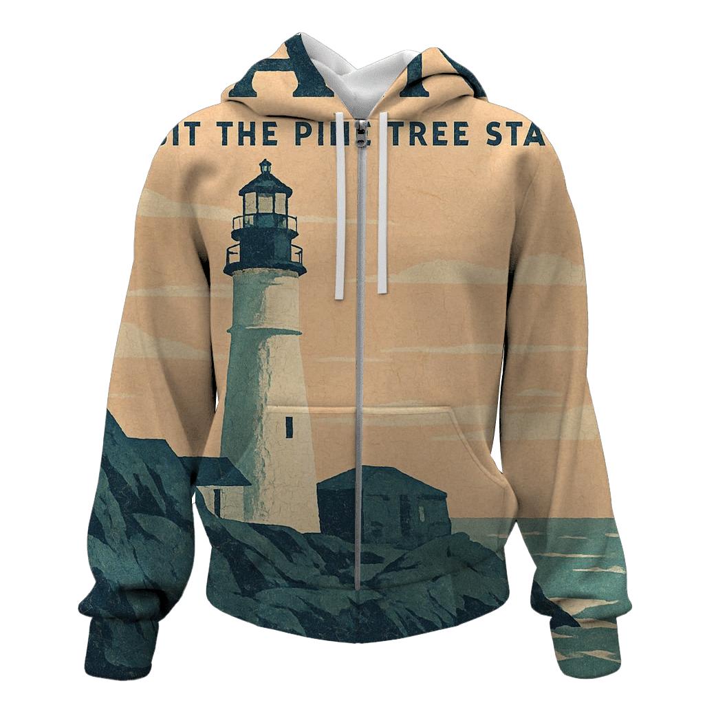 Cracked Paint 1940s Coastal Lighthouse Travel Print custom hoodies