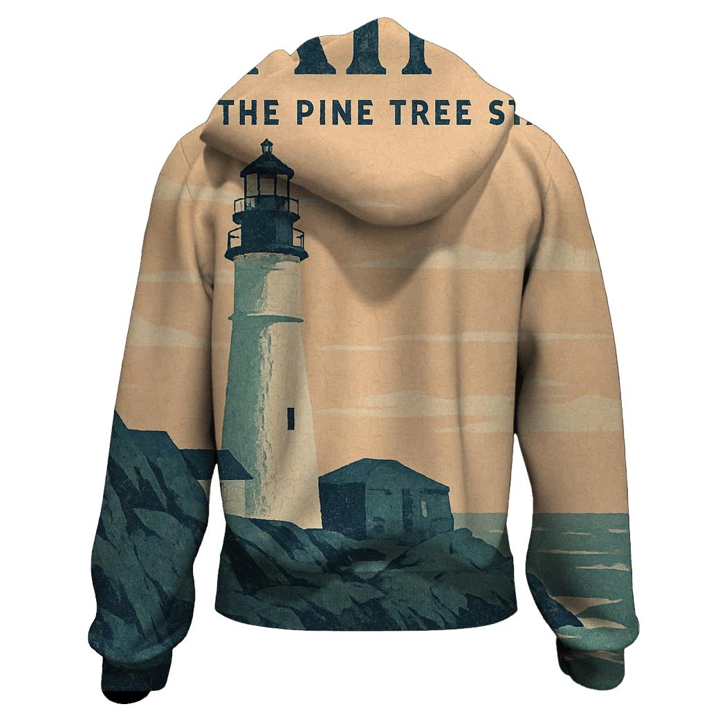 Cracked Paint 1940s Coastal Lighthouse Travel Print custom hoodies