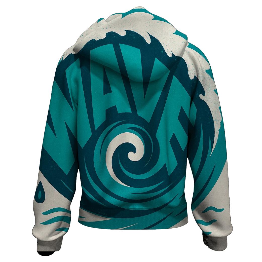 Ocean Wave Typography Spiral printed hoodies
